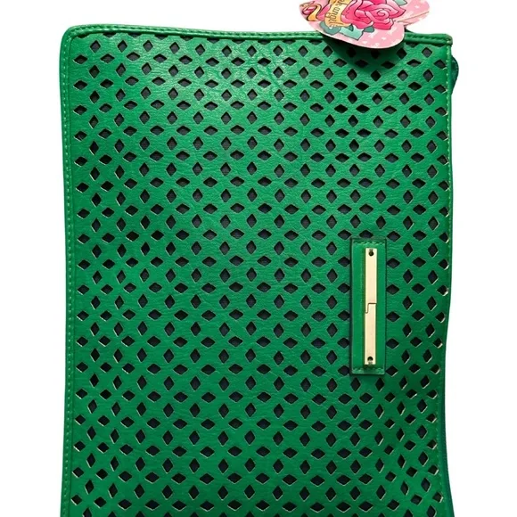 The Limited, Emerald Green, Gold accent Clutch, Faux Leather. - Picture 3 of 7